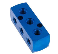 1xG 1/2'' x 9xG 1/4'' Aluminium Verdeelblok Eenzijdig 16 Bar