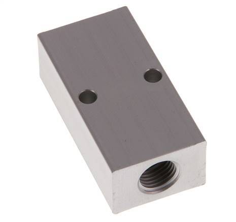 2xG 1/4'' x 2xG 1/8'' Aluminium Verdeelblok Eenzijdig 16 Bar