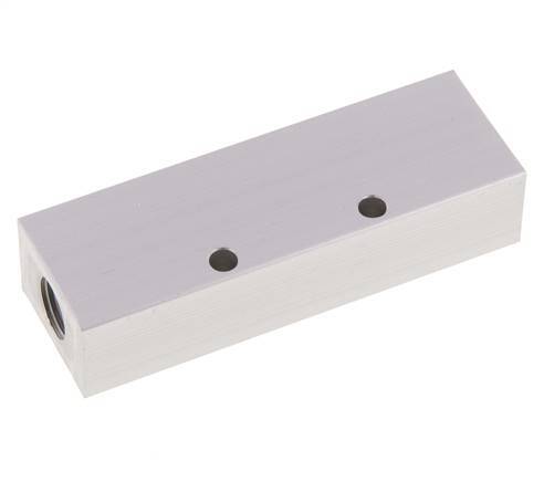 2xG 1/4'' x 3xG 1/8'' Aluminium Verdeelblok Eenzijdig 16 Bar