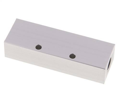 2xG 1/4'' x 3xG 1/8'' Aluminium Verdeelblok Eenzijdig 16 Bar