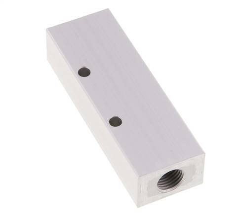 2xG 1/4'' x 3xG 1/8'' Aluminium Verdeelblok Eenzijdig 16 Bar