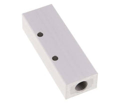 2xG 1/4'' x 3xG 1/8'' Aluminium Verdeelblok Eenzijdig 16 Bar