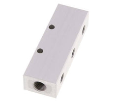 2xG 1/4'' x 3xG 1/8'' Aluminium Verdeelblok Eenzijdig 16 Bar
