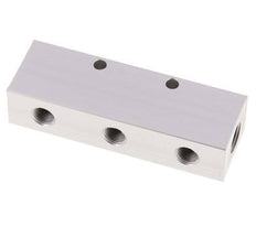 2xG 1/4'' x 3xG 1/8'' Aluminium Verdeelblok Eenzijdig 16 Bar