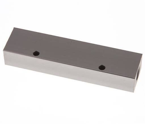 2xG 1/4'' x 4xG 1/8'' Aluminium Verdeelblok Eenzijdig 16 Bar