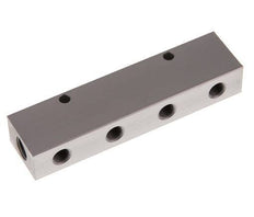 2xG 1/4'' x 4xG 1/8'' Aluminium Verdeelblok Eenzijdig 16 Bar