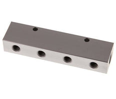 2xG 1/4'' x 4xG 1/8'' Aluminium Verdeelblok Eenzijdig 16 Bar