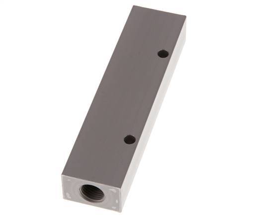 2xG 1/4'' x 4xG 1/8'' Aluminium Verdeelblok Eenzijdig 16 Bar