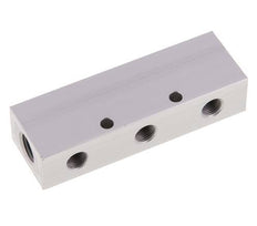 2xG 1/4'' x 6xG 1/8'' Aluminium Verdeelblok Dubbelzijdig 16 Bar