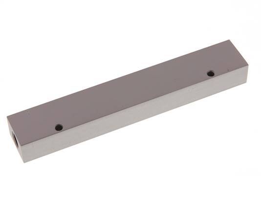 2xG 1/4'' x 6xG 1/8'' Aluminium Verdeelblok Eenzijdig 16 Bar