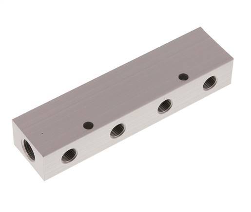 2xG 1/4'' x 8xG 1/8'' Aluminium Verdeelblok Dubbelzijdig 16 Bar