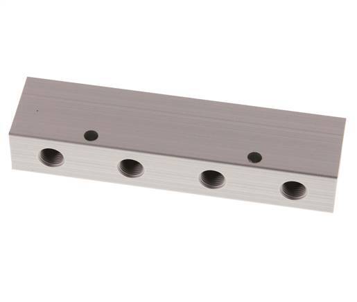 2xG 1/4'' x 8xG 1/8'' Aluminium Verdeelblok Dubbelzijdig 16 Bar