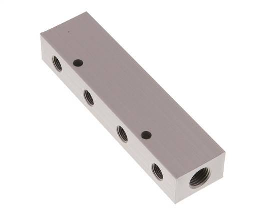 2xG 1/4'' x 8xG 1/8'' Aluminium Verdeelblok Dubbelzijdig 16 Bar