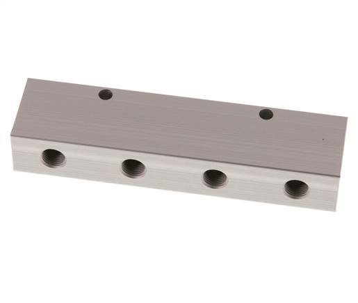 2xG 1/4'' x 8xG 1/8'' Aluminium Verdeelblok Dubbelzijdig 16 Bar