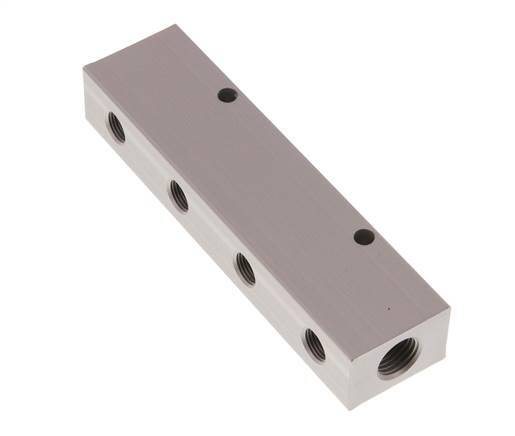 2xG 1/4'' x 8xG 1/8'' Aluminium Verdeelblok Dubbelzijdig 16 Bar