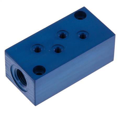 2xG 1/4'' x 8xM5 Aluminium Verdeelblok Eenzijdig 16 Bar