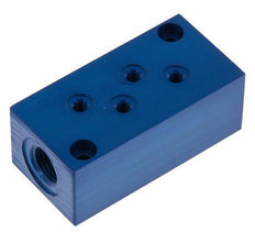 2xG 1/4'' x 8xM5 Aluminium Verdeelblok Eenzijdig 16 Bar