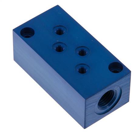 2xG 1/4'' x 8xM5 Aluminium Verdeelblok Eenzijdig 16 Bar