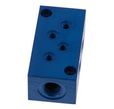 2xG 1/4'' x 8xM5 Aluminium Verdeelblok Eenzijdig 16 Bar