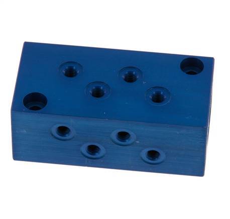 2xG 1/4'' x 8xM5 Aluminium Verdeelblok Eenzijdig 16 Bar
