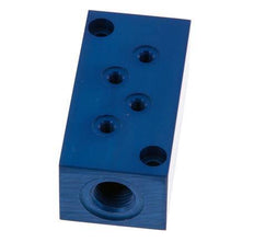 2xG 1/4'' x 8xM5 Aluminium Verdeelblok Eenzijdig 16 Bar