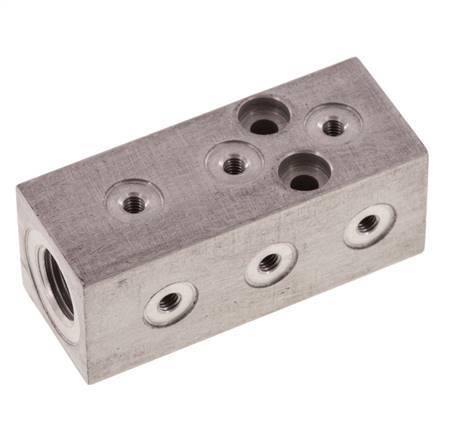 1xG 1/8'' x 9xM3 Aluminium Verdeelblok Eenzijdig 16 Bar