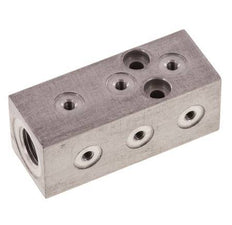 1xG 1/8'' x 9xM3 Aluminium Verdeelblok Eenzijdig 16 Bar