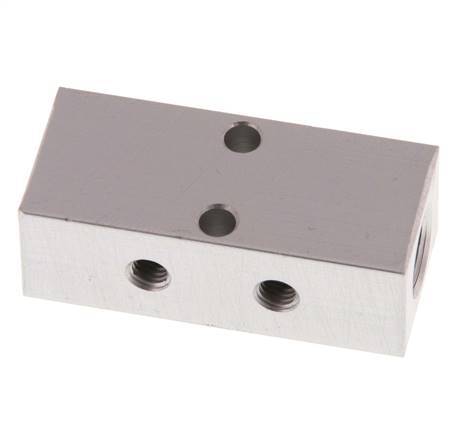 2xG 1/8'' x 2xM5 Aluminium Verdeelblok Eenzijdig 16 Bar
