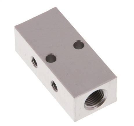 2xG 1/8'' x 2xM5 Aluminium Verdeelblok Eenzijdig 16 Bar