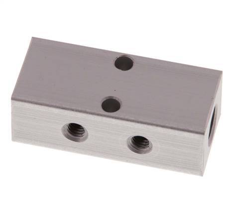 2xG 1/8'' x 4xM5 Aluminium Verdeelblok Dubbelzijdig 16 Bar