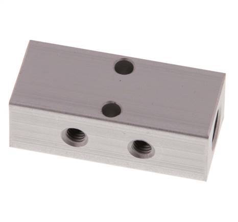 2xG 1/8'' x 4xM5 Aluminium Verdeelblok Dubbelzijdig 16 Bar