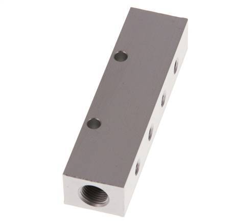 2xG 1/8'' x 4xM5 Aluminium Verdeelblok Eenzijdig 16 Bar