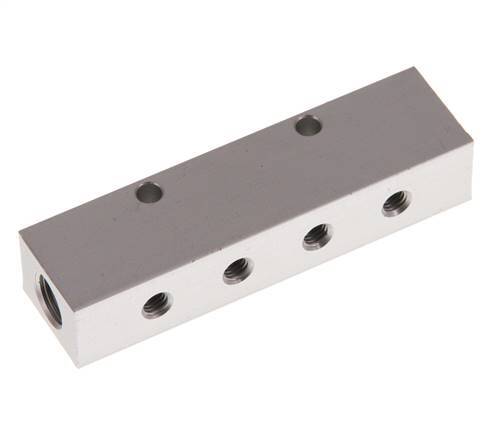 2xG 1/8'' x 4xM5 Aluminium Verdeelblok Eenzijdig 16 Bar