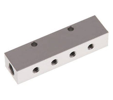 2xG 1/8'' x 4xM5 Aluminium Verdeelblok Eenzijdig 16 Bar