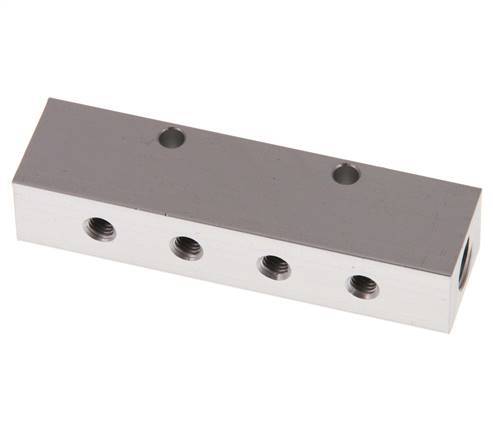 2xG 1/8'' x 4xM5 Aluminium Verdeelblok Eenzijdig 16 Bar