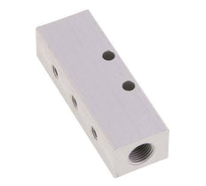 2xG 1/8'' x 6xM5 Aluminium Verdeelblok Dubbelzijdig 16 Bar