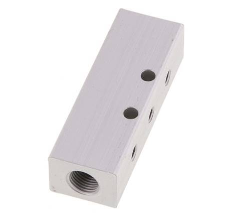 2xG 1/8'' x 6xM5 Aluminium Verdeelblok Dubbelzijdig 16 Bar