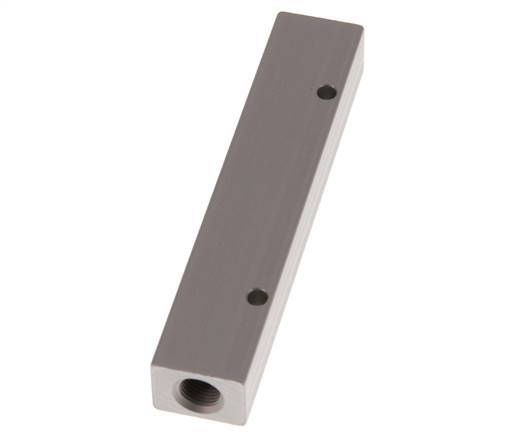 2xG 1/8'' x 6xM5 Aluminium Verdeelblok Eenzijdig 16 Bar