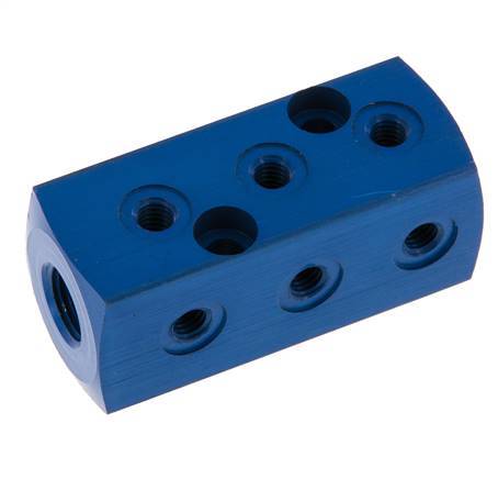 1xG 1/8'' x 9xM5 Aluminium Distributor Block One-sided 16 Bar