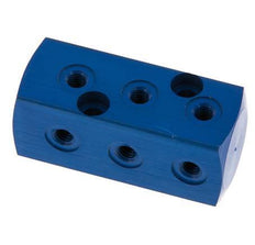1xG 1/8'' x 9xM5 Aluminium Verdeelblok Eenzijdig 16 Bar