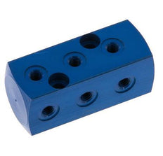 1xG 1/8'' x 9xM5 Aluminium Verdeelblok Eenzijdig 16 Bar