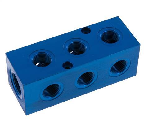 1xG 3/4'' x 9xG 1/2'' Aluminium Verdeelblok Eenzijdig 16 Bar