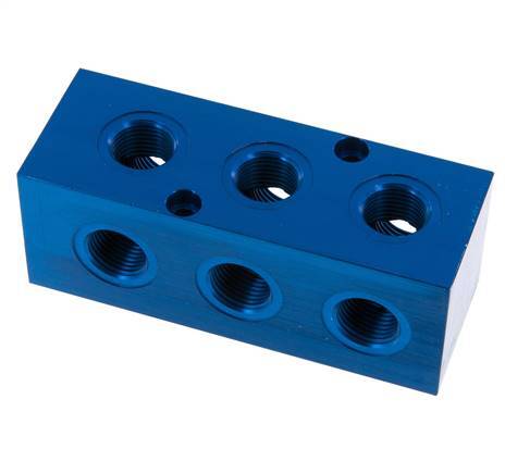 1xG 3/4'' x 9xG 1/2'' Aluminium Verdeelblok Eenzijdig 16 Bar