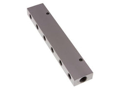 2xG 3/8'' x 12xG 1/4'' Aluminium Verdeelblok Dubbelzijdig 16 Bar