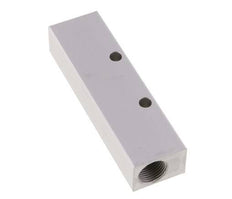 2xG 3/8'' x 3xG 1/4'' Aluminium Verdeelblok Eenzijdig 16 Bar