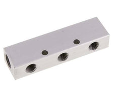 2xG 3/8'' x 3xG 1/4'' Aluminium Verdeelblok Eenzijdig 16 Bar