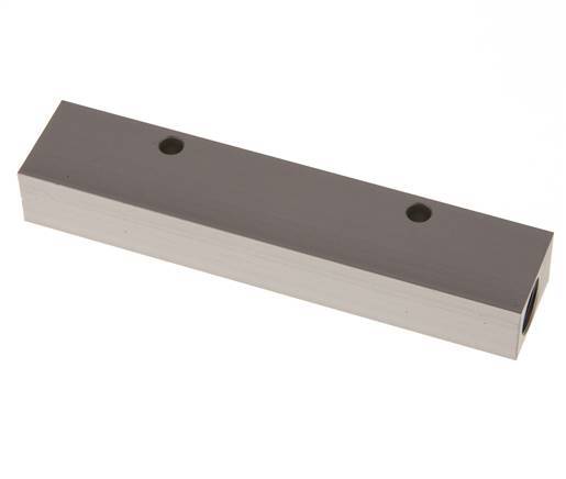 2xG 3/8'' x 4xG 1/4'' Aluminium Verdeelblok Eenzijdig 16 Bar