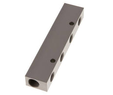 2xG 3/8'' x 4xG 1/4'' Aluminium Verdeelblok Eenzijdig 16 Bar
