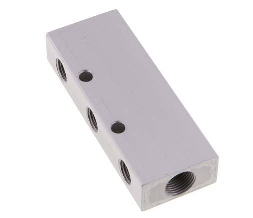 2xG 3/8'' x 6xG 1/4'' Aluminium Verdeelblok Dubbelzijdig 16 Bar