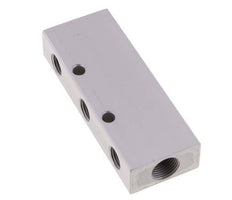 2xG 3/8'' x 6xG 1/4'' Aluminium Verdeelblok Dubbelzijdig 16 Bar